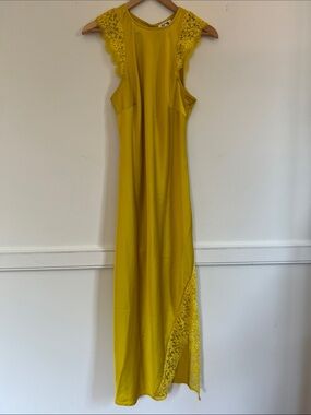 Yellow Lace-Trim Maxi Dress - Women